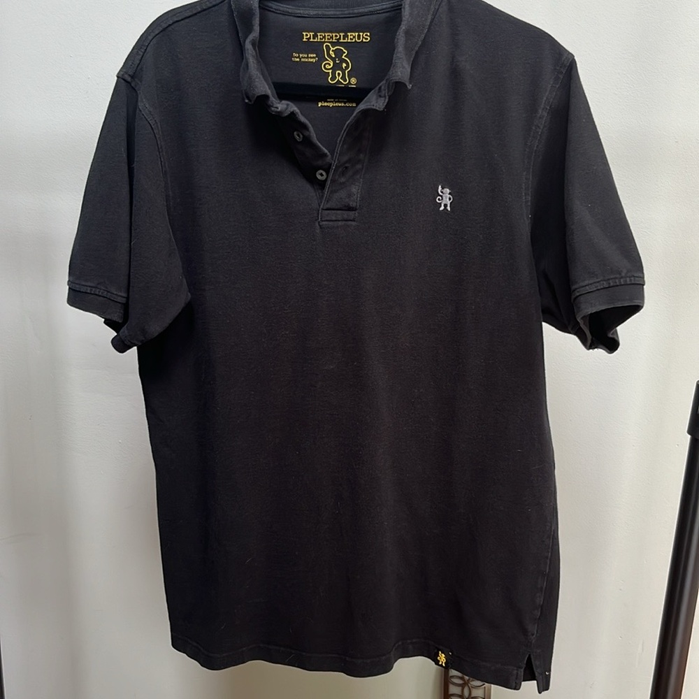 Pleepleus Polo Shirt Short Sleeve Size Large Monkey Logo